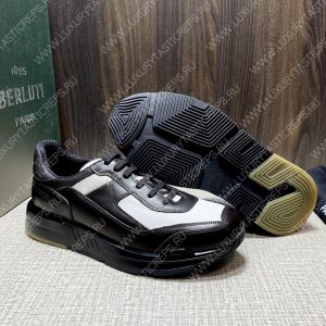 BERLUTI SHADOW KNIT SNEAKER BLACK AND WHITE S6132-Z5 - Image 4