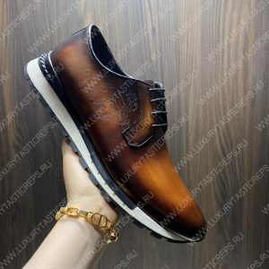 BERLUTI FAST TRACK SCRITTO SNEAKERS BROWN S3873-V1 - Image 6