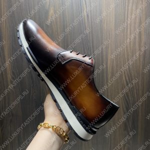 BERLUTI FAST TRACK SCRITTO SNEAKERS BROWN S3873-V1 - Image 8