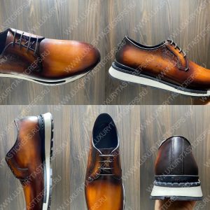 BERLUTI FAST TRACK SCRITTO SNEAKERS BROWN S3873-V1 - Image 9