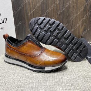 BERLUTI FAST TRACK SCRITTO SNEAKERS BROWN S3873-V1 - Image 5