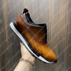 BERLUTI FAST TRACK SCRITTO SNEAKERS BROWN S3873-V1 - Image 6