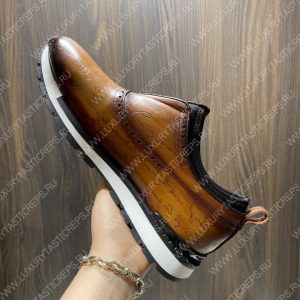 BERLUTI FAST TRACK SCRITTO SNEAKERS BROWN S3873-V1 - Image 8