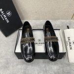 BALMAIN SMOOTH LEATHER LOAFERS BLACK BM1UO630