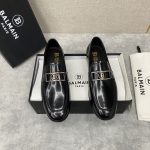 BALMAIN SMOOTH LEATHER LOAFERS BLACK BM1UO630