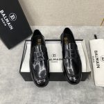 BALMAIN SMOOTH LEATHER LOAFERS BLACK BM1UO630