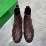 BOTTEGA VENETA BRUSHED LEATHER ANKLE BOOTS BROWN 717761V