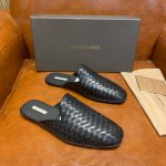 BOTTEGA VENETA OPEN-BACK INTRECCIATO SLIPPERS BLACK 730275V