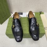 GUCCI SIGNORA DOUBLE CROC MONK STRAP SHOES BLACK M60171