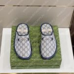 GUCCI HORSEBIT SLIPPER GREY AND NAVY 749908
