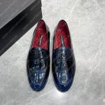 DOLCE AND GABBANA LEATHER SLIPPERS BLUE A578867