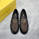 FENDI O'LOCK DRIVING LOAFERS BLACK AND BROWN 7D1561A