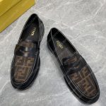 FENDI O'CLOCK LOAFERS BLACK AND COCOA 7D1550AJZFF0R7R