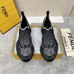 FENDI FLOW LOW TOPS BLACK AND SILVER 7E1392AJZHF1HGR