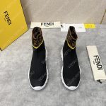 FENDI MEN'S BLACK HIGH TOP SOCK SNEAKERS SHOES WITH ZUCCHINO FF LOGO BLACK 409678