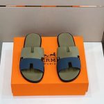 HERMES IZMIR SANDAL BEIGE OLIVE AND BLUE H041657
