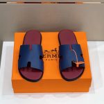 HERMES IZMIR SANDAL BURGUNDY AND BLUE H220981
