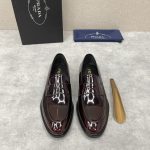 PRADA BRUSHED LEATHER LOAFERS BURGUNDY 2DB161