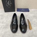 PRADA BRUSHED LEATHER LOAFERS BLACK 2DB161