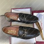 SALVATORE FERRAGAMO MOCCASIN WITH GANCINI ORNAMENT DARK GREY 021666