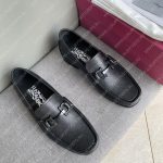 SALVATORE  FERRAGAMO MOCCASIN WITH GANCINI ORNAMENT BLACK 02B715