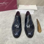 SALVATORE FERRAGAMO PLAIN TOE OXFORD DARK BLUE 02B482