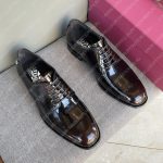 SALVATORE FERRAGAMO PLAIN TOE OXFORD DARK BROWN 02B482