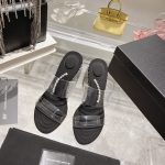 ALEXANDER WANG DAHLIA RHINESTONE LOGO WEDGE SANDAL BLACK 30322S008001