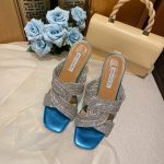 AQUAZZURA GATSBY MULE 75 BLUE GASMIDM1