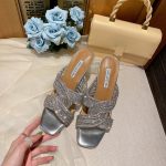 AQUAZZURA GATSBY MULE 75 SILVER GASMIDM1