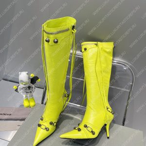 BALENCIAGA WOMEN'S CAGOLE 90MM BOOT OPTIC YELLOW 694395WA - Image 5