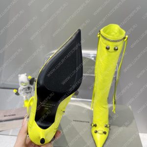 BALENCIAGA WOMEN'S CAGOLE 90MM BOOT OPTIC YELLOW 694395WA - Image 8