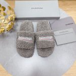 BALENCIAGA FURRY SLIDE LIGHT GREY 654261W2B411090