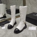 CHANEL LACE-UP BOOTS WHITE G39394