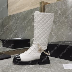 CHANEL LACE-UP BOOTS WHITE G39394 - Image 4