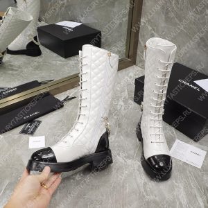 CHANEL LACE-UP BOOTS WHITE G39394 - Image 5