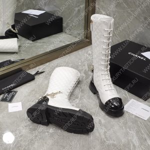 CHANEL LACE-UP BOOTS WHITE G39394 - Image 6