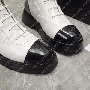 CHANEL LACE-UP BOOTS WHITE G39394 - Image 7