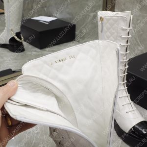 CHANEL LACE-UP BOOTS WHITE G39394 - Image 8