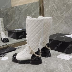 CHANEL LACE-UP BOOTS WHITE G39394 - Image 9