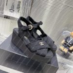 CHANEL GROSGRAIN SANDALS BLACK G39918