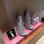 GIVENCHY SHARK LOCK BOOTS IN BOX LEATHER GREY BE702NE1NG