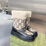 GUCCI FRIA ANKLE BOOT BLACK AND BEIGE 550036