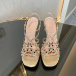 GUCCI WOMENS'S SANDAL WITH INTERLOCKING G GOLD 694863