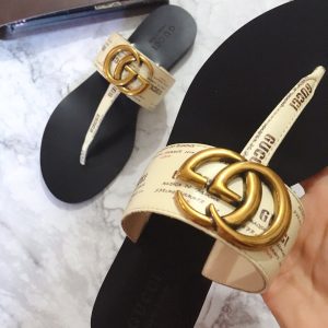 GUCCI MARMONT LEATHER SANDAL WHITE ‎612138 - Image 5