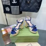 GUCCI SUPREME PLATFORM SANDALS BLUE ‎730022