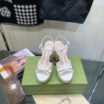 GUCCI SUPREME PLATFORM SANDALS WHITE ‎730022