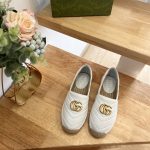 GUCCI LEATHER ESPADRILLE WITH DOUBLE G WHITE 551890