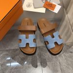 HERMES CHYPRE SANDAL BORWN AND BLUE H222153Z