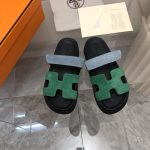 HERMES CHYPRE SANDAL GREEN AND BLACK H222153Z